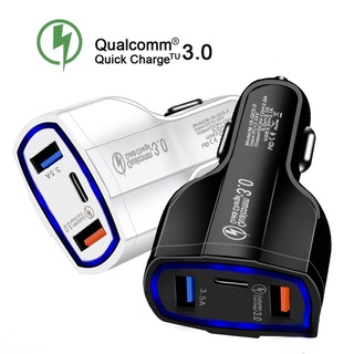 ที่ชาร์จในรถยนต์ 3 พอร์ต ชาร์จเร็ว Quick Charge 3.0 7A micro usb + ที่ชาร์จในรถ Type-c