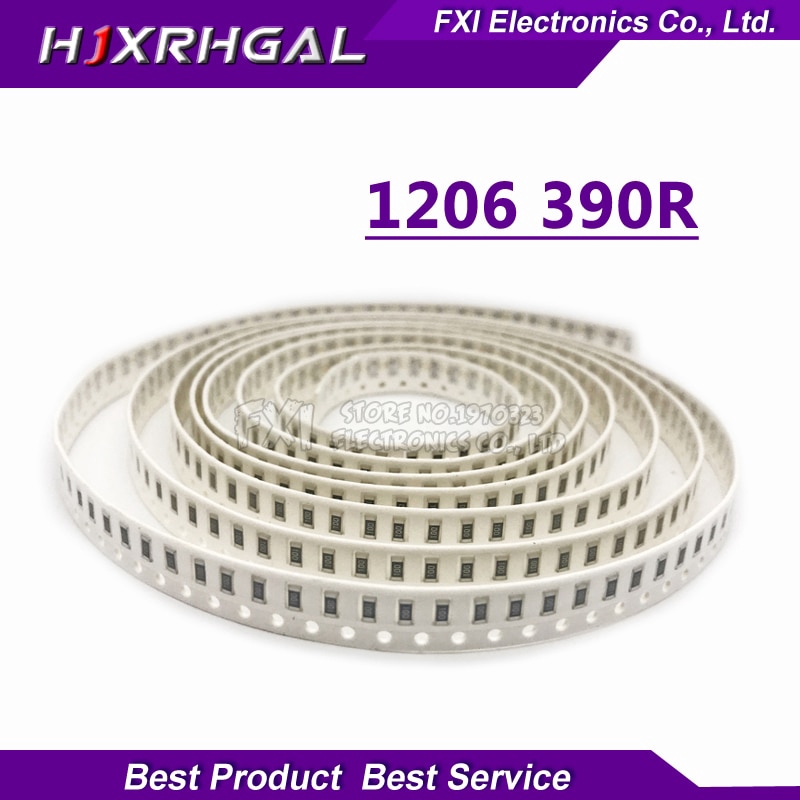 100PCS 1206 SMD Resistor 390 ohm chip resistor 0.25W 1/4W 390R 391 new ...