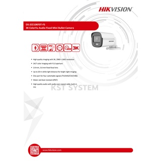 ภาพขนาดย่อของภาพหน้าปกสินค้าDS-2CE10KF0T-FS (2.8mm) กล้องวงจรปิด Hikvision HDTVI ColorVu 5MP (ไมค์) จากร้าน smart_securetech บน Shopee ภาพที่ 3