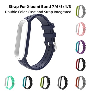 สายรัดข้อมือ แบบสองสี สําหรับ Xiaomi Mi Band 7/6/5/4/3 Miband 7 6 สายรัดข้อมือแบบสมาร์ท TPU สายรัดข้อมือ