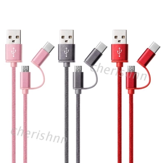 Chin Hahax 2 In1 Usb 2 . 0 Male To Usb 3 . 1 Type C Micro Usb สายชาร์จเร็ว