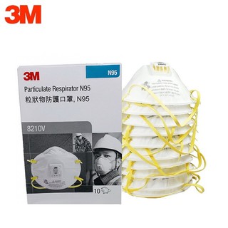 3M 8210V N95 ชนิดมีวาล์ว หน้ากากป้องกันฝุ่น 1กล่อง (10ชิ้น) Mask Valved Respirator