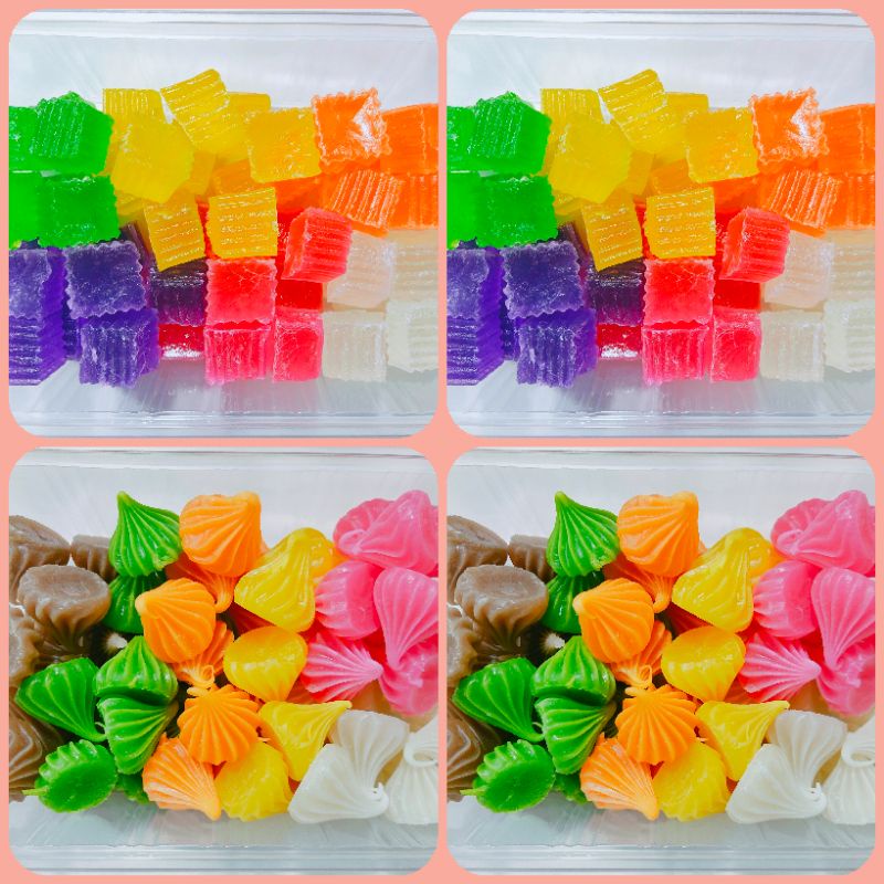 ขนมวุ้นกรอบและขนมอะลัวคละสีหนัก400กรัมราคาเพียง60บาท-ค่ะ