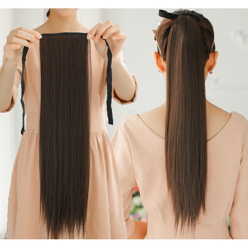 วิกผมหางม้าผูกตรงสวย-ยาว50-แฮร์พีชหางม้า-แฮร์พีชผมตรงแบบผูก-wig-เพิ่มความหนาให้ผม