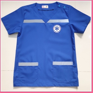 สินค้า เสื้อพยาบาลกู้ภัยมูลนิธิแถบหน้าหลัง สีน้ำเงิน