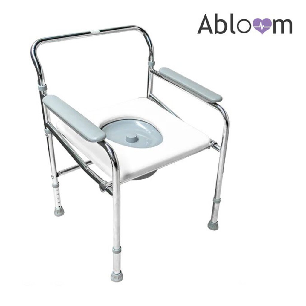 abloom-เก้าอี้นั่งถ่าย-พับเก็บได้-โครงเหล็กชุบโครเมี่ยม-น้ำหนักเบา-chrome-steel-commode-chair-lightweight-design