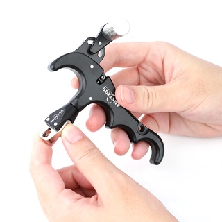 4 Finger Compound Bow Release Aid อลูมิเนียมอัลลอยด์ Thumb Trigger Grip หมุน 360 องศาสำหรับมือซ้าย/ขวาอุปกรณ์ยิงธนู