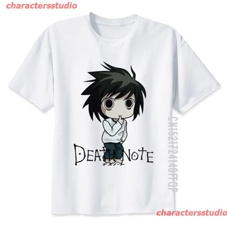 Tee charactersstudio 2020 เสื้อยืดพิมพ์ลายการ์ตูน Death Note สีขาวสําหรับผู้ชาย Kawaii discount