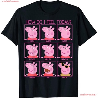 แฟชั่นที่กำหนดเอง เปปป้าพิก เสื้อ เสื้อยืดลายการ์ตูน Peppa Pig How Do I Feel Today T-Shirt เสื้อยืดผู้หญิง เสื้อยืดผู้ชา