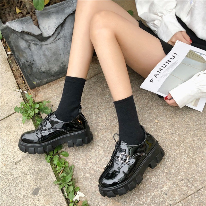 ภาพสินค้ารองเท้าหนังขนาดเล็กหญิงสไตล์อังกฤษสีดำ ins2020 ฤดูใบไม้ผลิใหม่เกาหลีรองเท้าส้นสูงแพลตฟอร์ม ulzzang ป่า จากร้าน chutimasu2012 บน Shopee ภาพที่ 8