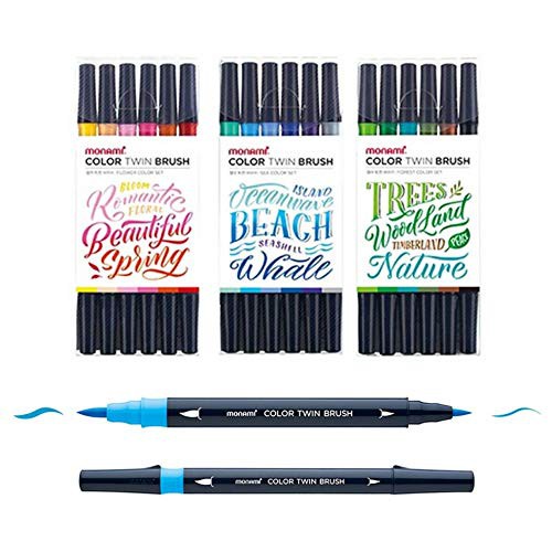 ปากกาหัวพู่กัน-ปากกาพู่กัน-monami-colour-twin-brush-i-โมนามิ-2-หัว-2-ขนาด-หมึก-water-based-สีโปร่งใส