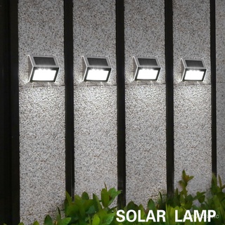 5W 3LED Solar Garden Wall Light Auto On Outdoor Security Lamp IP65 Stainless Steel Street Light 30L