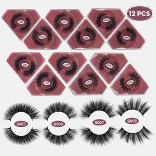 สินค้า MAGEFY 12 Pairs Mix Eyelashes Set Red Card Diamond Box Thick Curl False Eyelash Extension