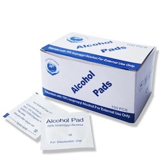 แผ่นทำความสะอาด แอลกอฮอล์ 75% Alcohol Pad แบบพกพา 1 กล่องบรรจุ 100 ชิ้น