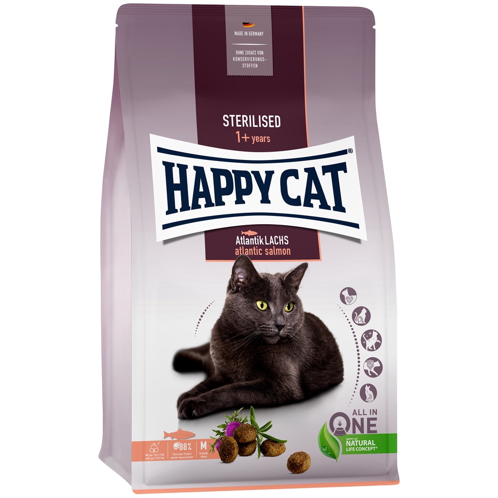 แบ่งขาย-happy-cat-sterilised-1-กิโลกรัม-อาหารแมวโต-สูตร-แมวทำหมัน-ควบคุมน้ำหนัก-รสชาติอร่อย