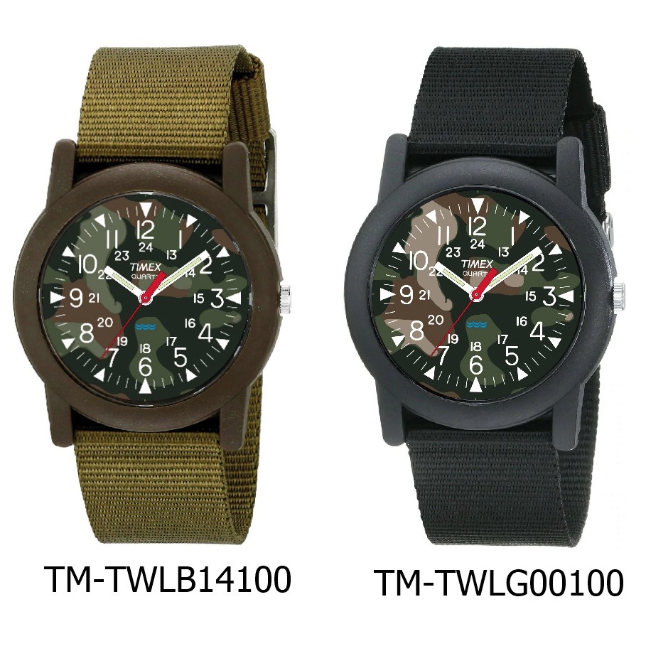 ราคาและรีวิวTimex TWLB14100 สีเขียว / TWLG00100 สีดำ Camper Camo นาฬิกาข้อมือผู้ชายและผู้หญิง