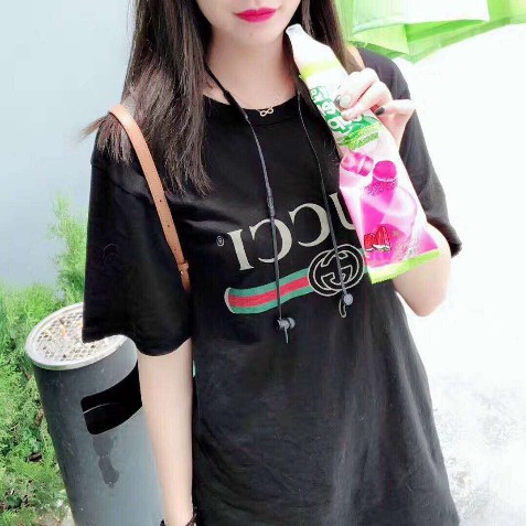 ready-stock-gu-cc-เสื้อหลวมผ้าฝ้ายพิมพ์ใหม่แขนสั้นคนรักเสื้อยืดคอกลม
