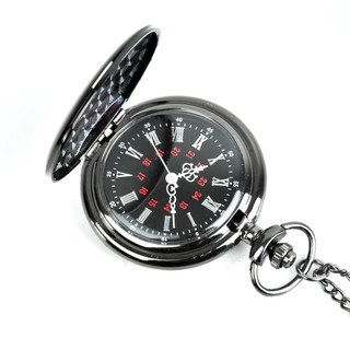 สินค้า ล็อคเก็ตนาฬิกาควอตว์ สีดำ คลาสสิก เรียบ พร้อมสาย ดีไซด์วินเทจ รุ่น:  Pocket Watch มีฝาพับเปิดปิดได้