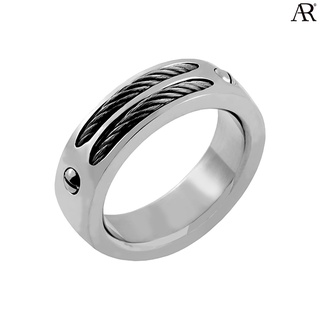 ANGELINO RUFOLO Ring ดีไซน์ Wire &amp; Screw แหวนผู้ชาย Stainless Steel 316L(สแตนเลสสตีล)คุณภาพเยี่ยม สีเงิน