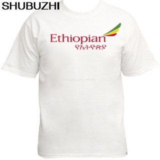 เสื้อยืดผ้าฝ้ายพิมพ์ลายขายดี Ethiopian เสื้อยืด ลายเครื่องบิน สําหรับเดินทาง sbz4440