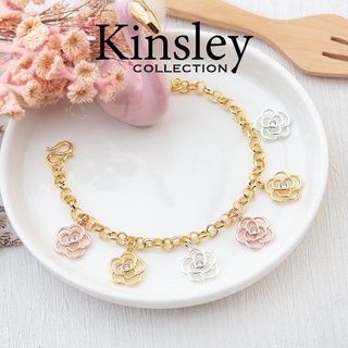 พร้อมส่ง!! สร้อยข้อมือสีทอง ห้อยตุ้งติ้ง ดอกไม้ 3 สีใส่เที่ยว ติดตัว ใส่อาบนำ้ได้