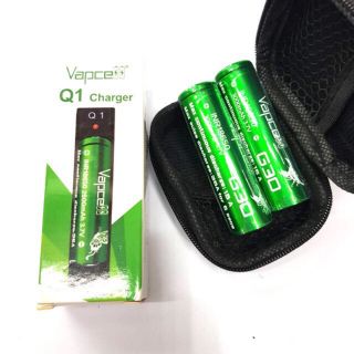 Vapcell สีเขียว แท้💯% INR18650 3000mah 3.7V ถ่านชาร์จ vapcell รุ่น G30ถ่าน+กระเป๋า เท่านั้นนะคะ 1 ก้อน