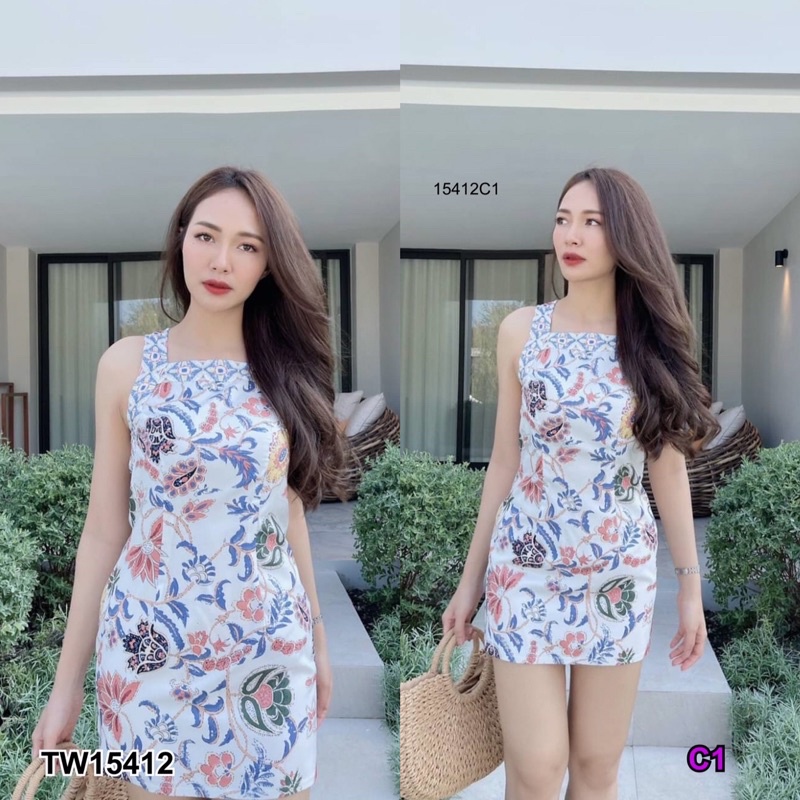 pe15412-dress-เดรสสั้นแขนกุด-ซิปหลัง