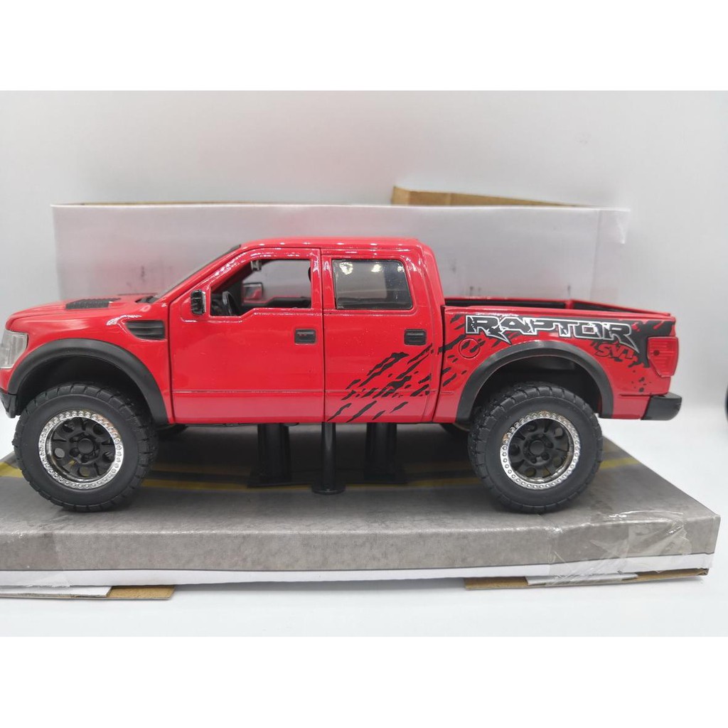 โมเดลรถยนต์-2011-ford-f-150-svt-raptor-pickup-ทำจากเหล็ก-สัดส่วน-1-24-ประตู-ฝากระโปรง-เปิดปิดได้เหมือนจริง-สีแดง