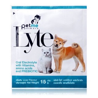 ราคาPetme-Lyte เกลือแร่ สัตว์เลี้ยง เสริมวิตามิน กรดอะมิโน พรีไบโอติก กลิ่นตับ (15กรัม)