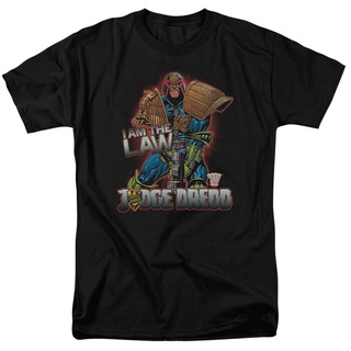 ขายดี!ขายดี เสื้อยืดลําลอง แขนสั้น พิมพ์ลายหนังสือการ์ตูน Judge Dredd I Am The Law สีดํา KFaocd54MNkhej99S-5XL