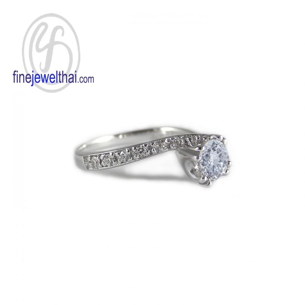 finejewelthai-แหวนอะความารีน-แหวนเพชร-แหวนเงิน-พลอยประจำเดือนเกิด-aquamarine-diamond-cz-silver-ring-birthstone-r1286aq