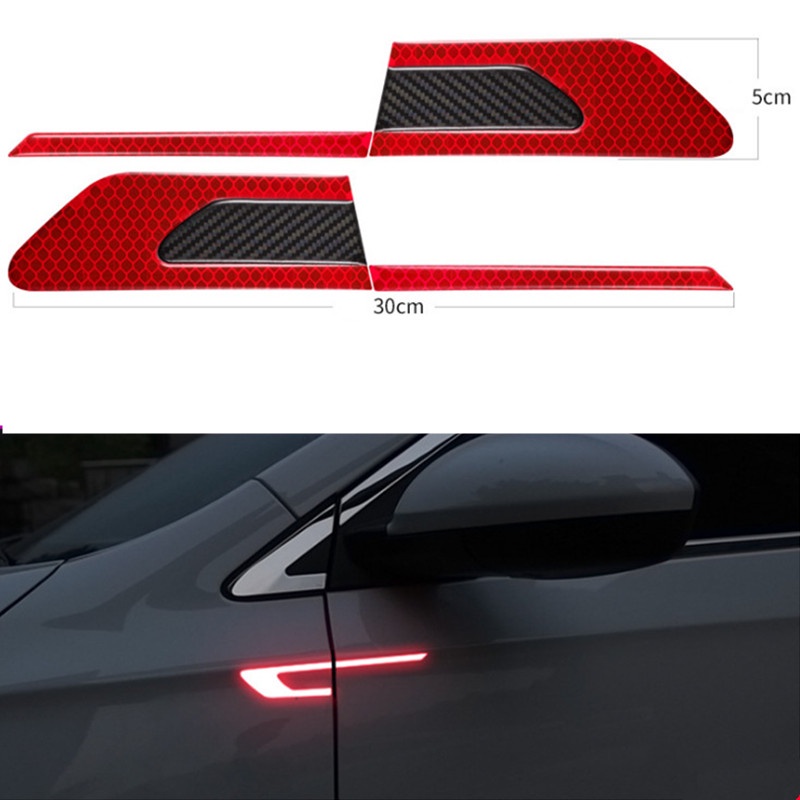 ภาพหน้าปกสินค้า2 ชิ้น / เซต รถ ความปลอดภัย เตือน เทปสะท้อนแสง กันชนรถ แถบสะท้อนแสง ปลอดภัย สติกเกอร์สะท้อนแสง สติกเกอร์ มือใหม่
