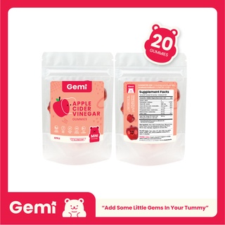 ภาพหน้าปกสินค้าGemi เจมมี่ แอปเปิ้ลไซเดอร์วิเนการ์ แบบซอง 20 เม็ด / Gemi Apple Cider Vinegar Medium pack 20 gummies / GemiGummi ที่เกี่ยวข้อง