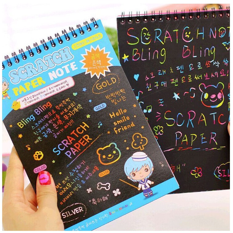 ภาพสินค้าสมุดขูดสีรุ้ง สมุดโน้ตสีรุ้ง พร้อมแท่งไม้สำหรับขูด Scartch paper note จากร้าน aromart บน Shopee ภาพที่ 2