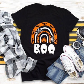 【100% cotton】เสื้อยืด พิมพ์ลายฟักทอง สีรุ้ง เหมาะกับฤดูใบไม้ร่วง ปาร์ตี้ฮาโลวีน สําหรับผู้หญิง