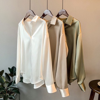 เสื้อแจ็กเก็ตแขนยาว ผ้าซาติน ทรงหลวม สไตล์ฮ่องกงเรโทร ออกแบบดี เหมาะกับฤดูใบไม้ร่วง สําหรับผู้หญิง