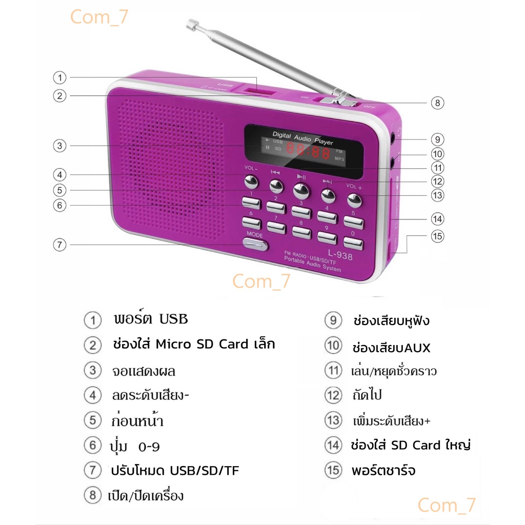 ลำโพงวิทยุ-รุ่นt-205-l-938-สีขาว-รองรับการใช้เป็นmp3-รองรับการอ่านusb-micro-sd-card-sd-card-fmได้-สีขาว