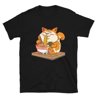 เสื้อคู่วินเทจ - ที่มีคุณภาพสูงอ้วนแมว Fuinny น่ารักคาวาอี้คันจิราเมนอะนิเมะมังงะของขวัญเสื้อยืด