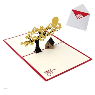 AOTO 3D Pop Up Greeting Card Handmade Happy Birthday Merry Christmas Card