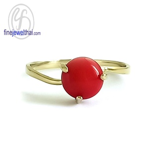 Finejewelthai-แหวนประการัง-แหวนเงินแท้-ชุบทอง-Coral-Silver-Gold-Ring-R1016cr-g