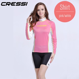 CRESSI RASH GUARD LONG SLEEVE WOMAN-เสื้อแขนยาว ผู้หญิงสำหรับกีฬาทางน้ำ สีชมพู