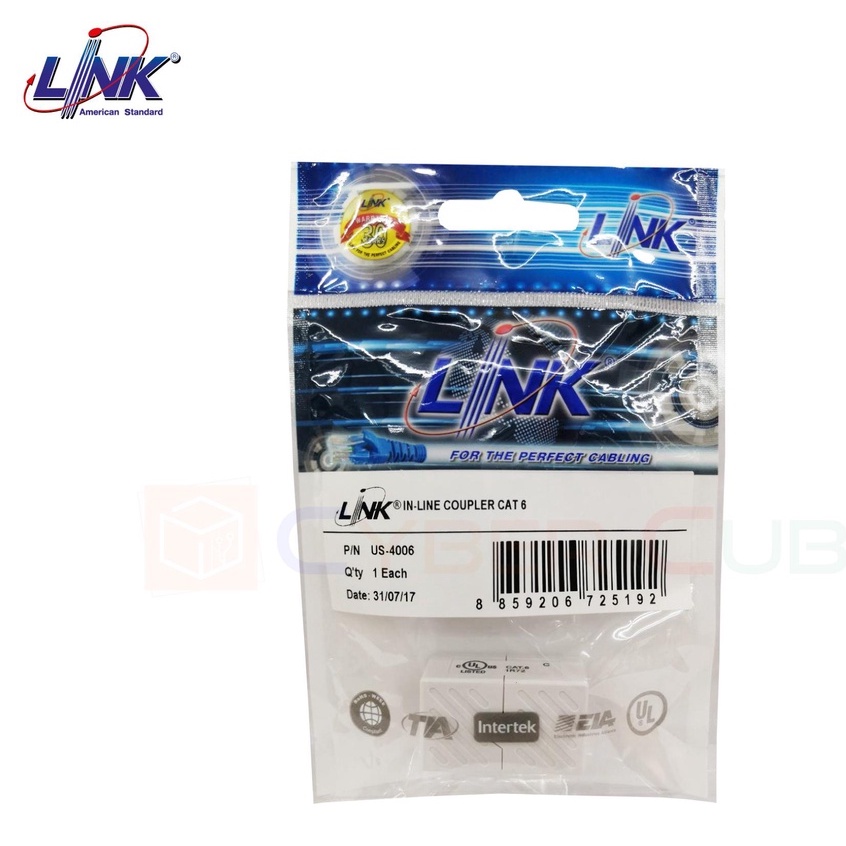 หัวต่อสายแลน-connector-rj45-cat6-link-us-4006-ใช้ต่อสายแลนสองเส้นเข้าด้วยกัน