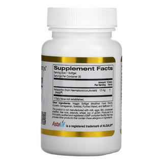 ภาพขนาดย่อของภาพหน้าปกสินค้าแอสตาเซนธิน สาหร่ายแดง California Gold Nutrition, Astaxanthin, AstaLif Pure Icelandic, 12 mg 30 120 Softgels จากร้าน puna_shop บน Shopee ภาพที่ 3