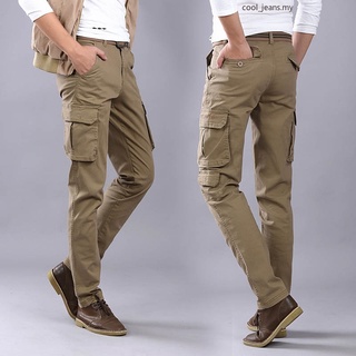 กางเกงคาร์โก้ ขายาว ลําลอง แบบเข้ารูป ยืดหยุ่น แฟชั่นเกาหลี สําหรับผู้ชาย