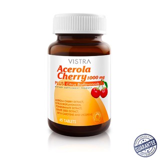 สินค้า Vitamin C - Vistra Acerola Cherry วิสทร้า อะเซโรล่าเชอร์รี่ วิตามินซี เสริมภูมิคุ้มกัน 1000 mg 45 เม็ด