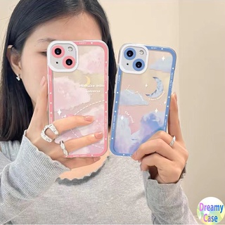 เคสโทรศัพท์มือถือนิ่ม ป้องกันเลนส์ ลายก้อนเมฆ และดาว สําหรับ iPhone 13 11 Mini 12 Pro XR X XS Max 6 6S 7 8 Plus SE 2020