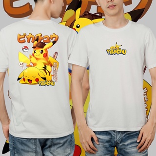 เสื้อยืด พิมพ์ลายการ์ตูน Pokemon Pika Pikachu สีขาว ดํา TC_001