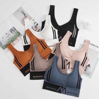 สินค้า !!NEW Sport bra MUNAFIE รุ่นใหม่ ใส่สบาย ผ้านุ่ม ไม่อึดอัด แท้