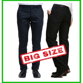 ราคากระบอกเล็ก กางเกงทำงาน สแลค ไซส์ใหญ่  Big Size เอว 40-54 นิ้ว แบบไม่มีจีบหน้า สินค้าคุณภาพ [ใส่โค้ด HNY22 ลดทันที 50-]