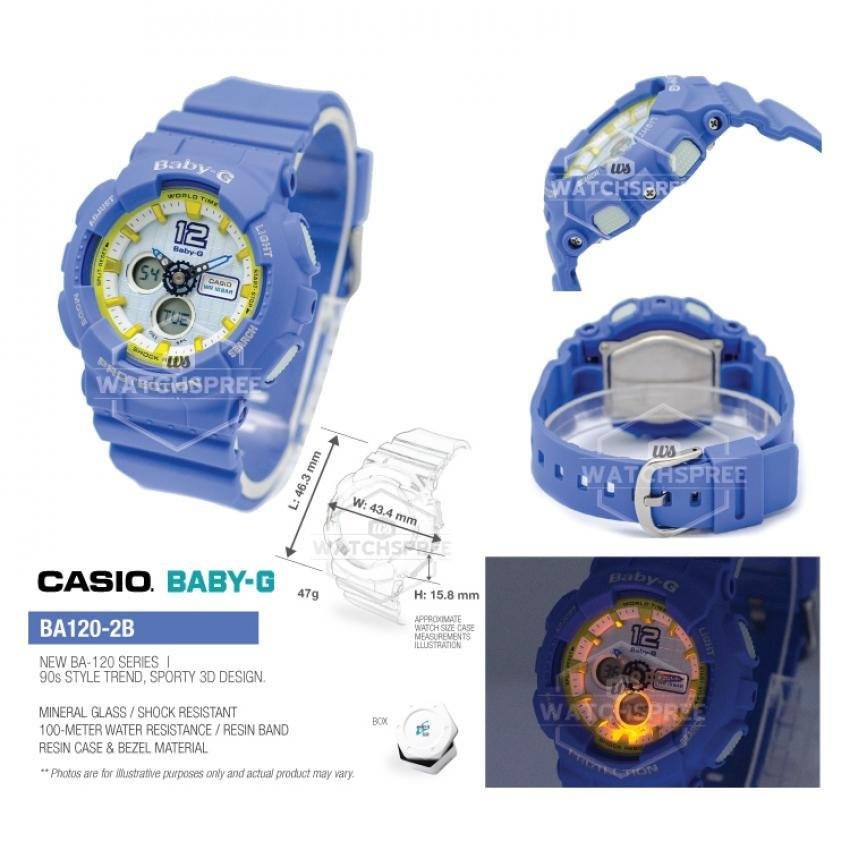 นาฬิกาผู้หญิง CASIO Baby-Gรุ่นBA-120-2B-Blue | Shopee Thailand